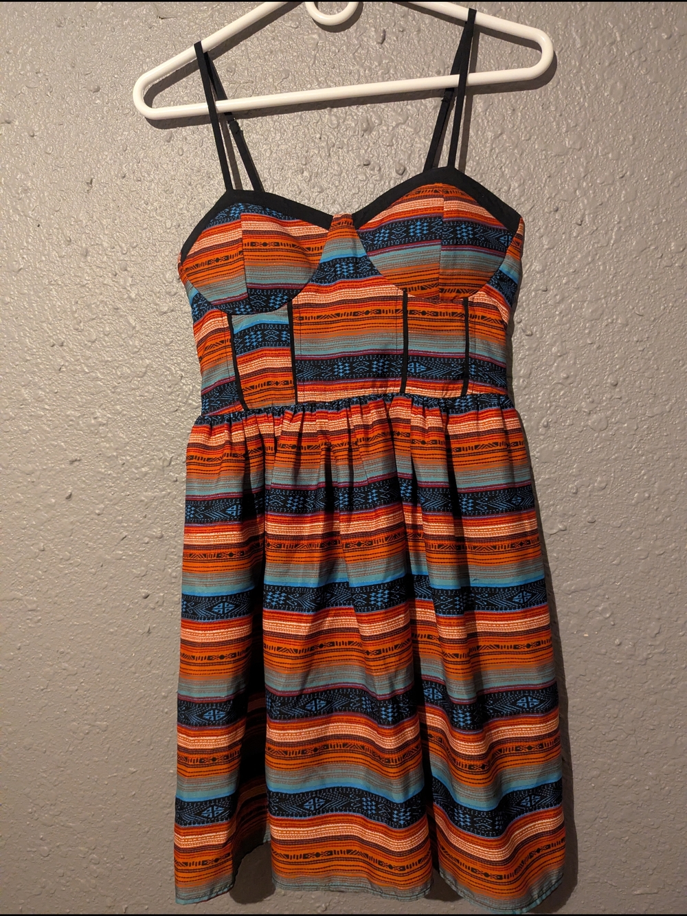 M Orange and Blue Striped Mini Dress